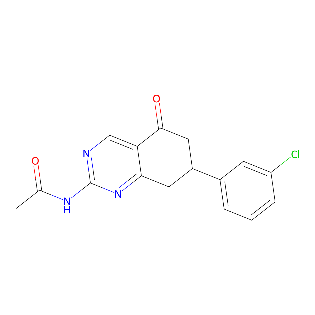 N-[7-(3-chlorophenyl)-5-oxo-7,8-dihydro-6H-quinazolin-2-yl]acetamide molecular structure, CAS 351163-40-1