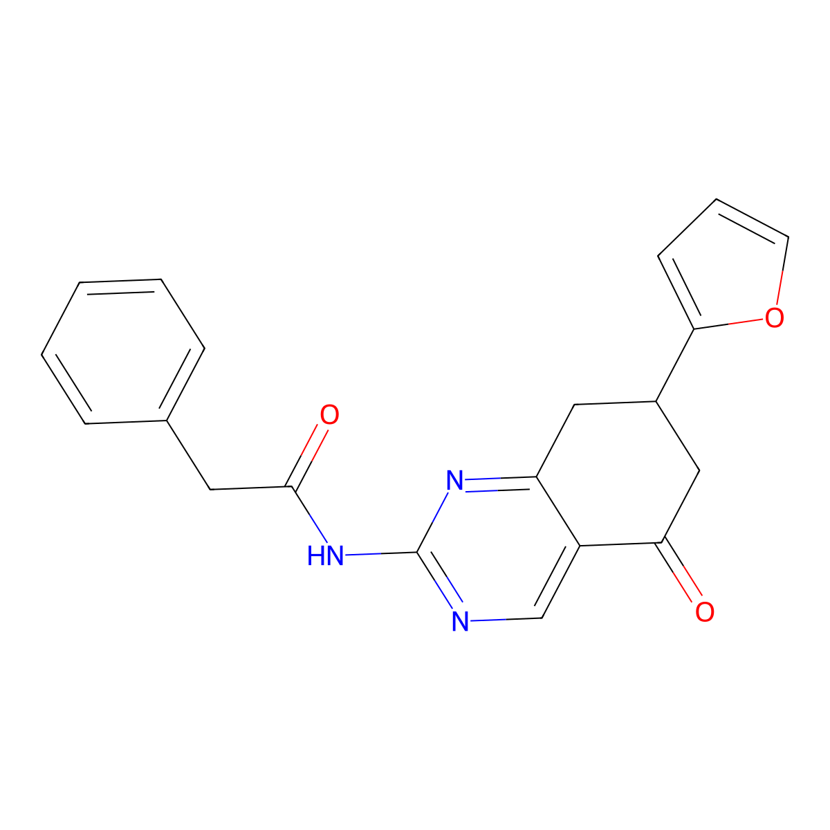 N-[7-(furan-2-yl)-5-oxo-7,8-dihydro-6H-quinazolin-2-yl]-2-phenylacetamide molecular structure, CAS 351163-47-8