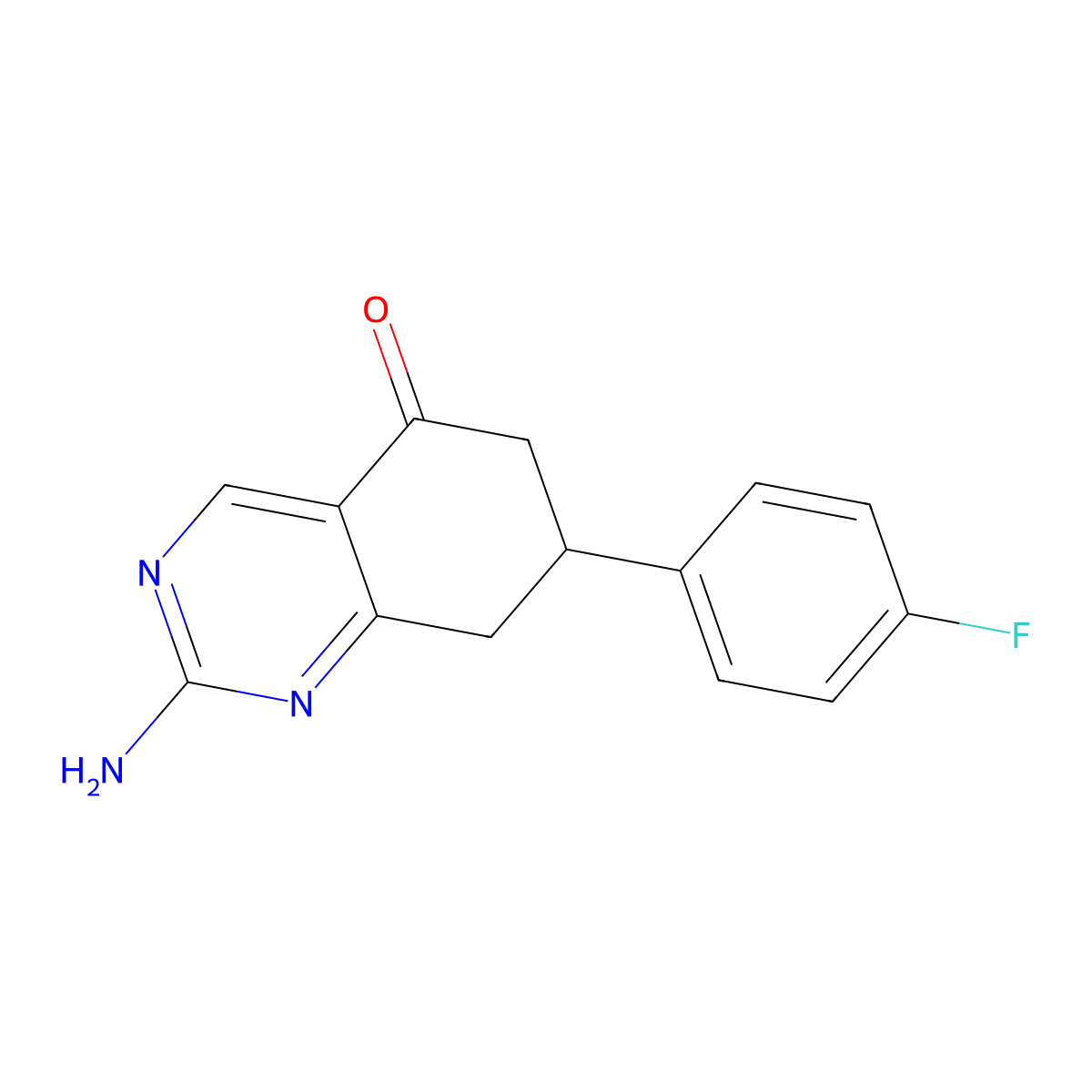 2-amino-7-(4-fluorophenyl)-7,8-dihydroquinazolin-5(6H)-one molecular structure, CAS 351163-48-9