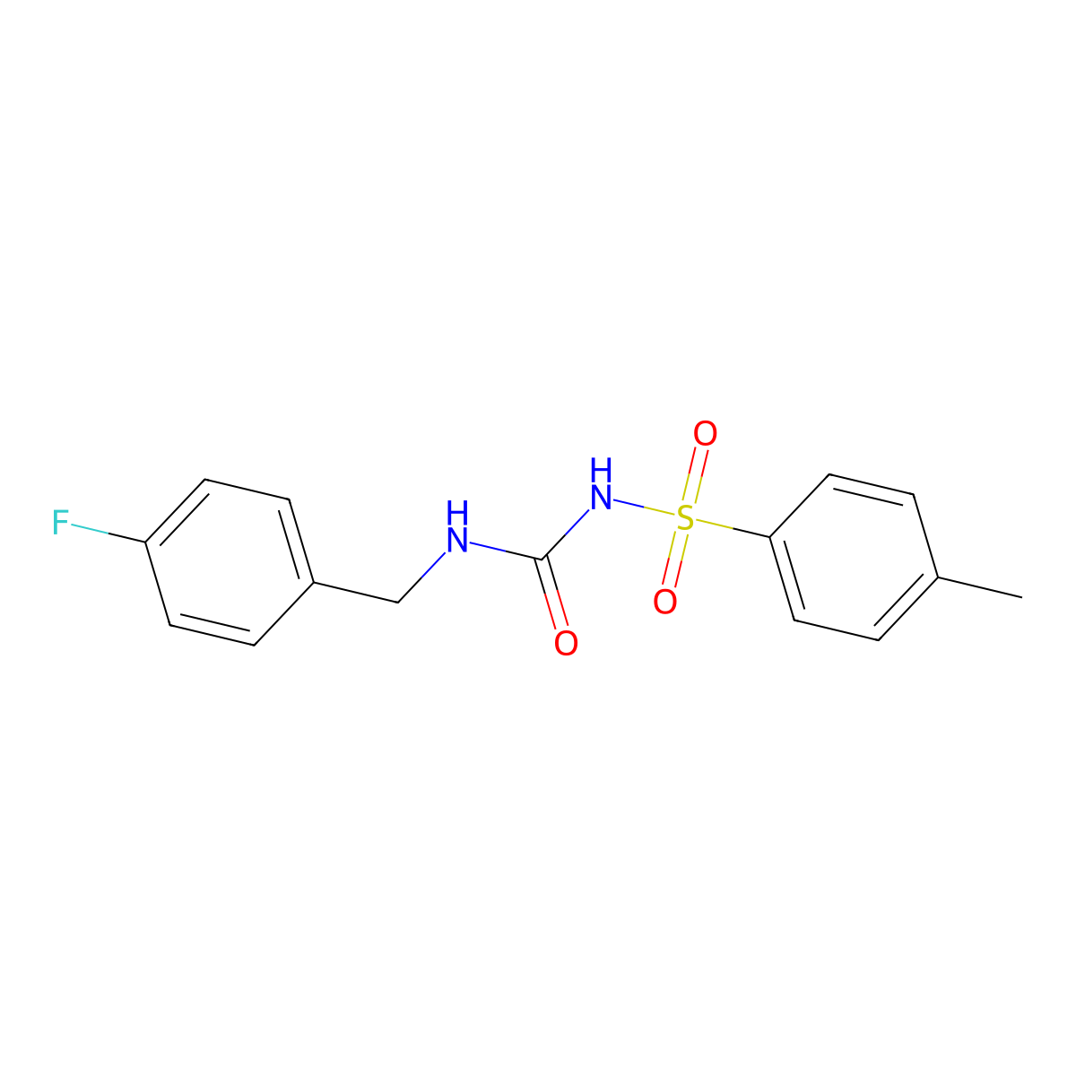 N-{[(4-fluorobenzyl)amino]carbonyl}-4-methylbenzenesulfonamide molecular structure, CAS 351163-74-1