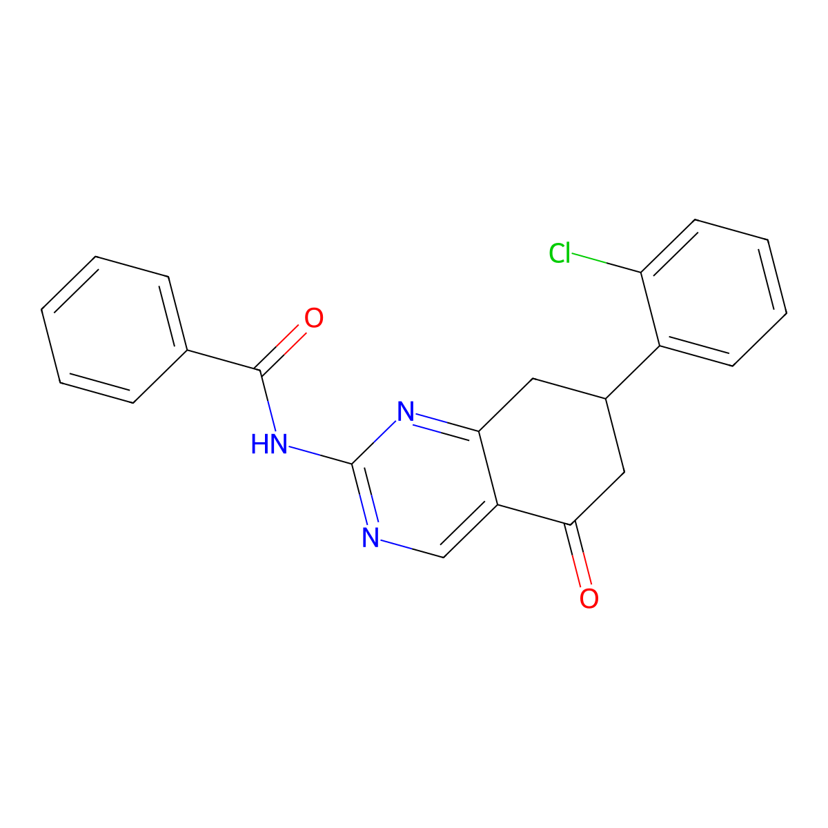 N-[7-(2-chlorophenyl)-5-oxo-7,8-dihydro-6H-quinazolin-2-yl]benzamide molecular structure, CAS 351164-04-0