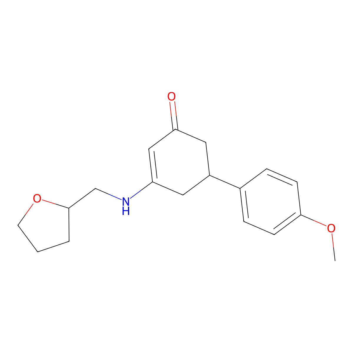 5-(4-Methoxyphenyl)-3-[(oxolan-2-ylmethyl)amino]cyclohex-2-en-1-one molecular structure, CAS 351164-34-6