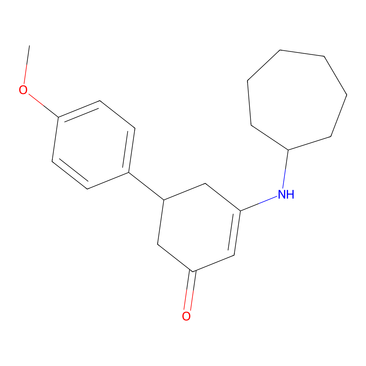 3-(Cycloheptylamino)-5-(4-methoxyphenyl)cyclohex-2-en-1-one molecular structure, CAS 351164-35-7