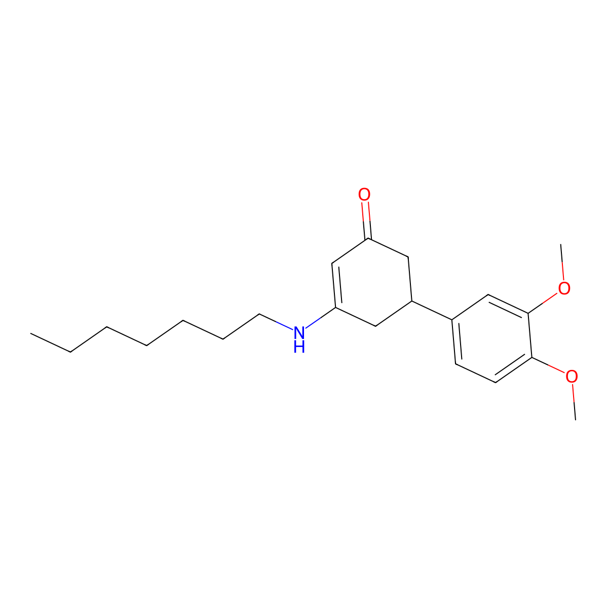 5-(3,4-Dimethoxyphenyl)-3-(heptylamino)cyclohex-2-en-1-one molecular structure, CAS 351164-40-4