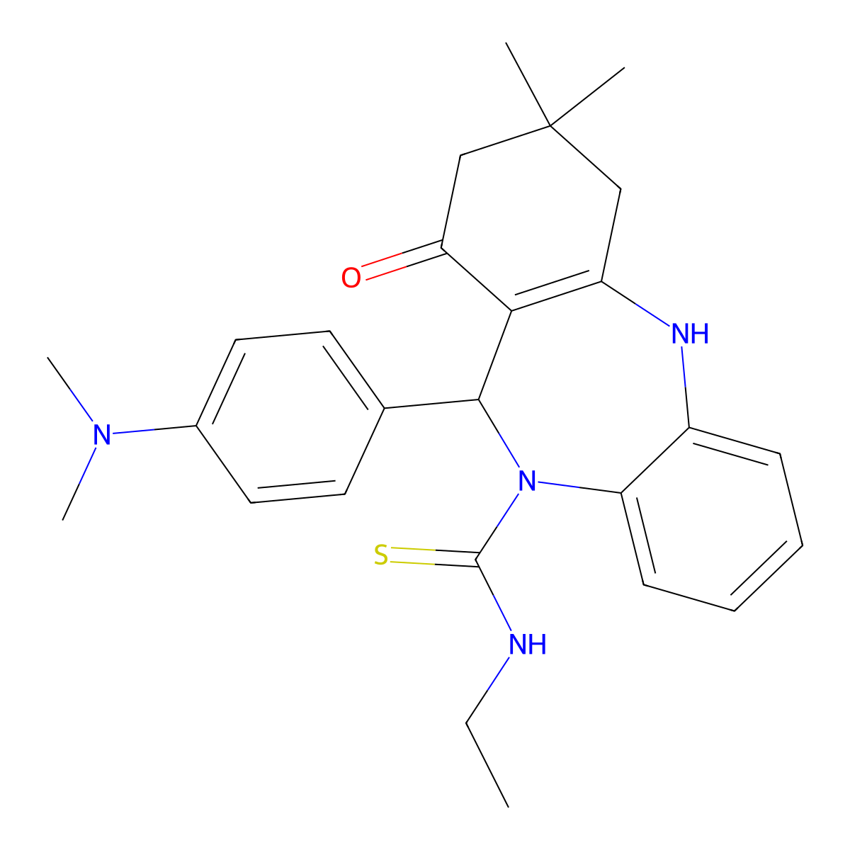 6-[4-(Dimethylamino)phenyl]-N-ethyl-9,9-dimethyl-7-oxo-6,8,10,11-tetrahydrobenzo[b][1,4]benzodiazepine-5-carbothioamide molecular structure, CAS 351164-61-9
