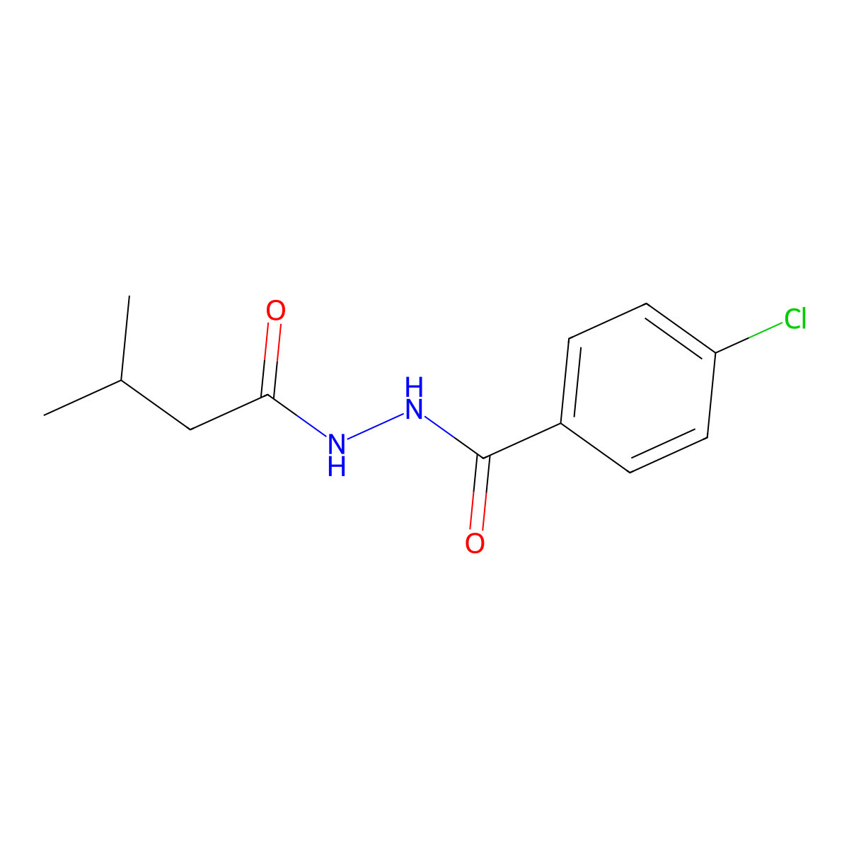 4-chloro-N'-(3-methylbutanoyl)benzohydrazide molecular structure, CAS 351164-71-1