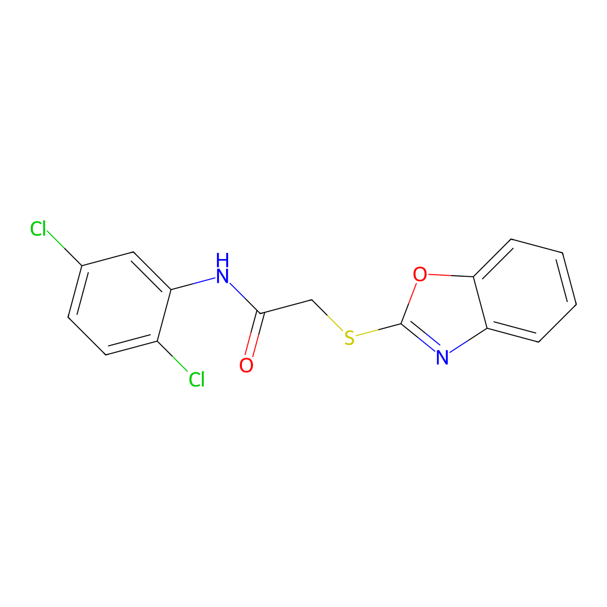 2-(1,3-benzoxazol-2-ylsulfanyl)-N-(2,5-dichlorophenyl)acetamide molecular structure, CAS 351165-70-3