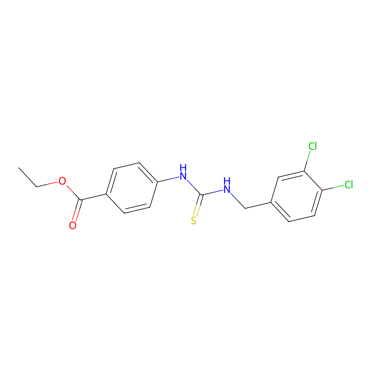 Ethyl 4-{[(3,4-dichlorobenzyl)carbamothioyl]amino}benzoate molecular structure, CAS 351165-86-1