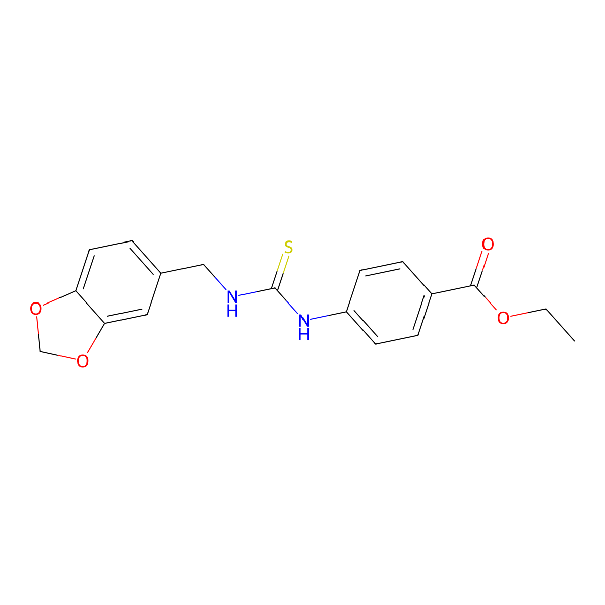 Ethyl 4-(1,3-benzodioxol-5-ylmethylcarbamothioylamino)benzoate molecular structure, CAS 351165-94-1
