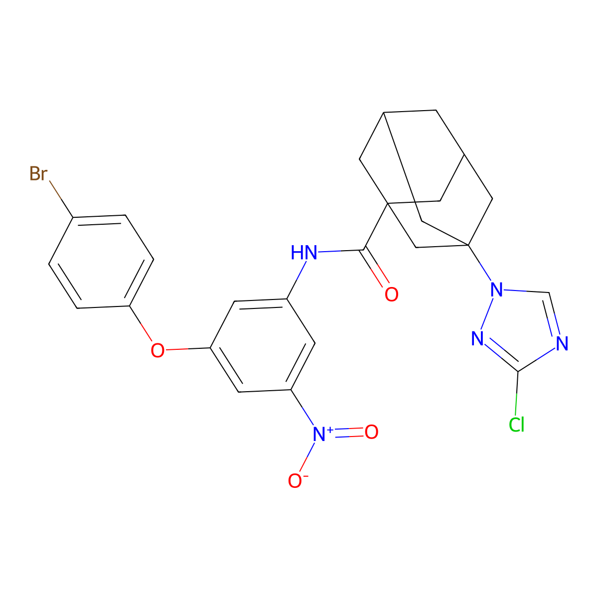 N-{3-(4-bromophenoxy)-5-nitrophenyl}-3-(3-chloro-1H-1,2,4-triazol-1-yl)-1-adamantanecarboxamide molecular structure, CAS 351166-21-7