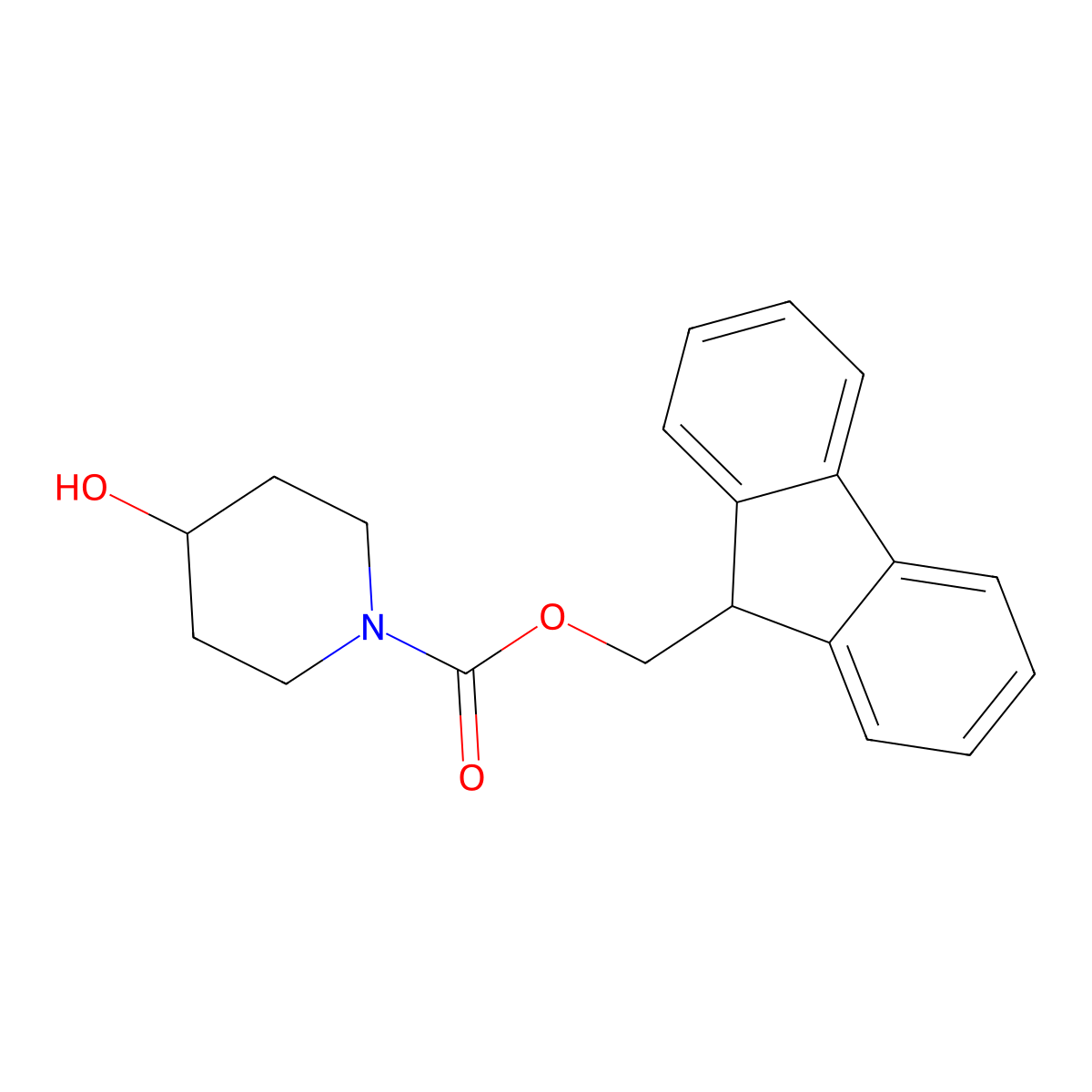 9H-fluoren-9-ylmethyl 4-hydroxypiperidine-1-carboxylate molecular structure, CAS 351184-42-4