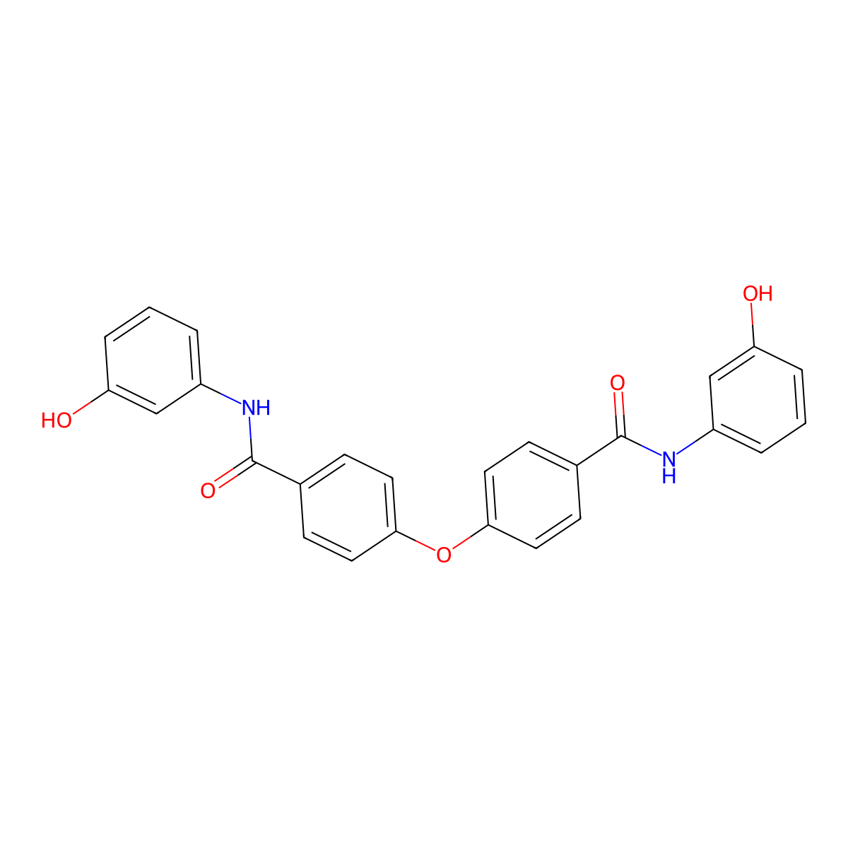 N-(3-hydroxyphenyl)-4-[4-[(3-hydroxyphenyl)carbamoyl]phenoxy]benzamide molecular structure, CAS 351188-30-2