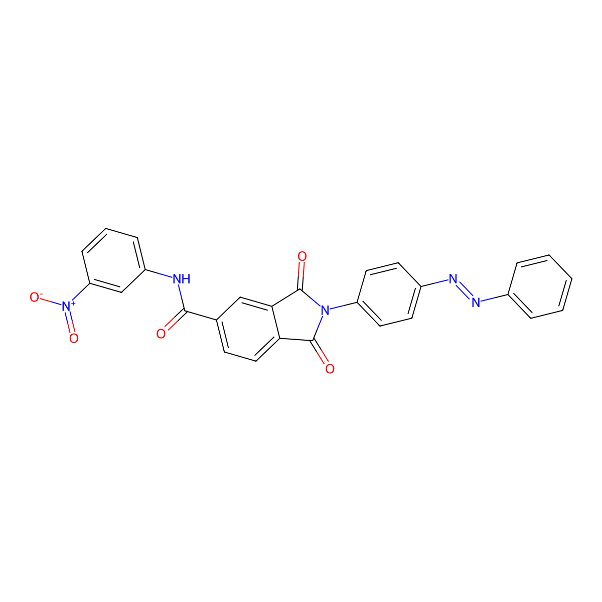 N-(3-nitrophenyl)-1,3-dioxo-2-{4-[(E)-phenyldiazenyl]phenyl}-2,3-dihydro-1H-isoindole-5-carboxamide molecular structure, CAS 351188-36-8