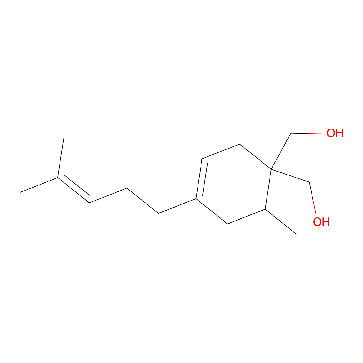 (6-Methyl-4-(4-methylpent-3-en-1-yl)cyclohex-3-ene-1,1-diyl)dimethanol molecular structure, CAS 351188-51-7