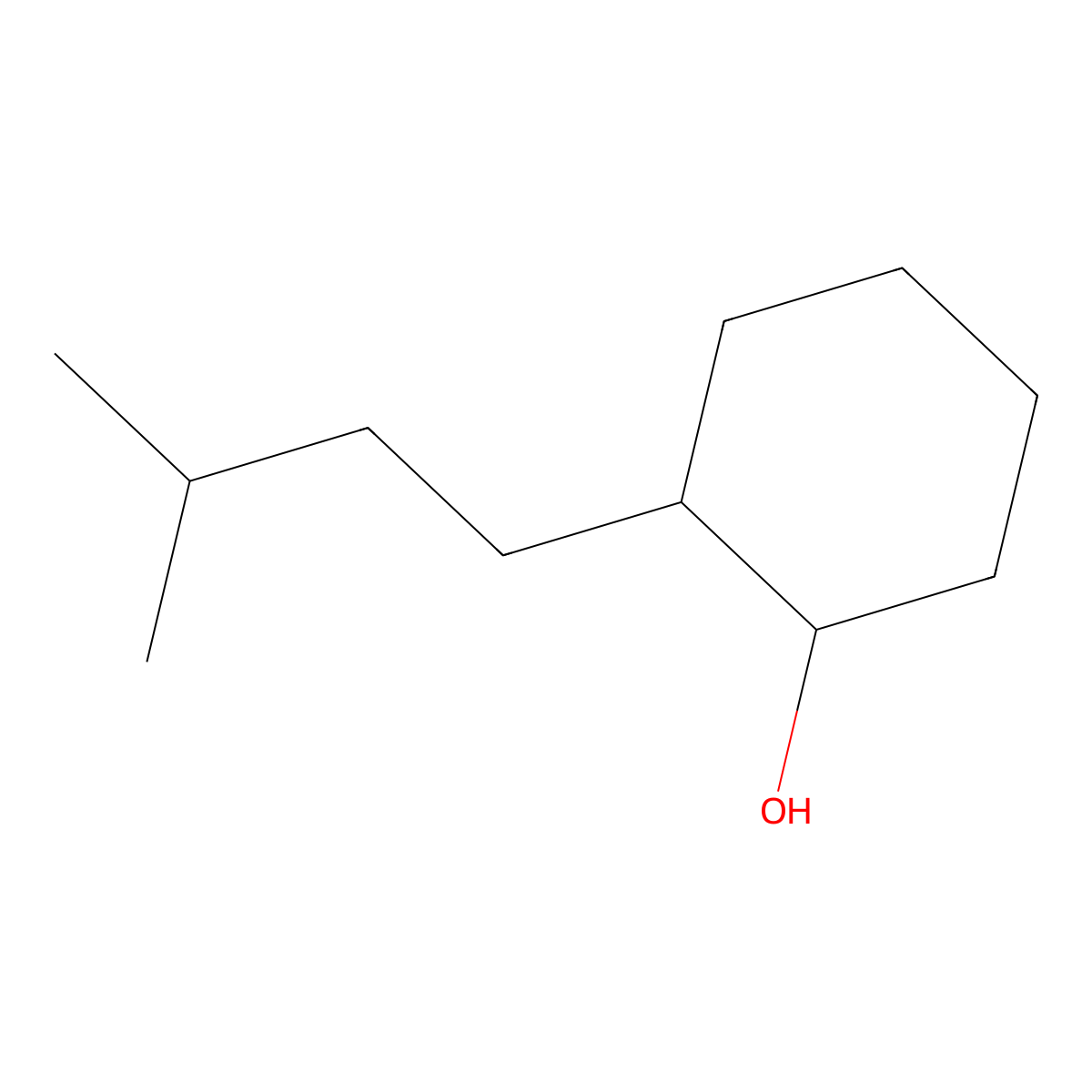 2-(3-Methylbutyl)cyclohexan-1-ol molecular structure, CAS 351188-53-9