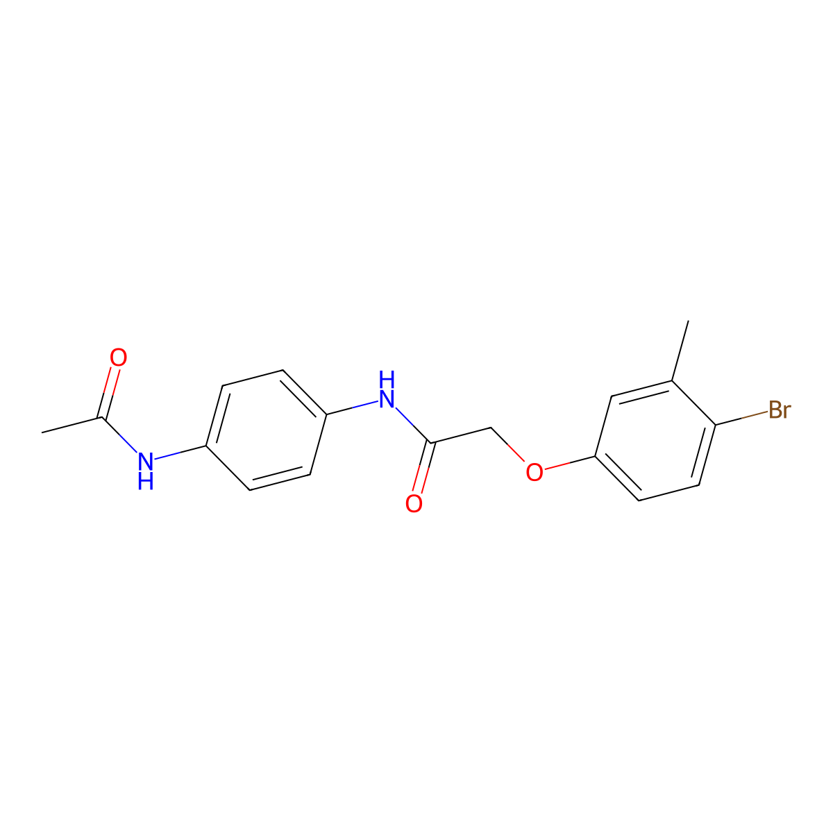 N-(4-acetamidophenyl)-2-(4-bromo-3-methylphenoxy)acetamide molecular structure, CAS 351188-99-3