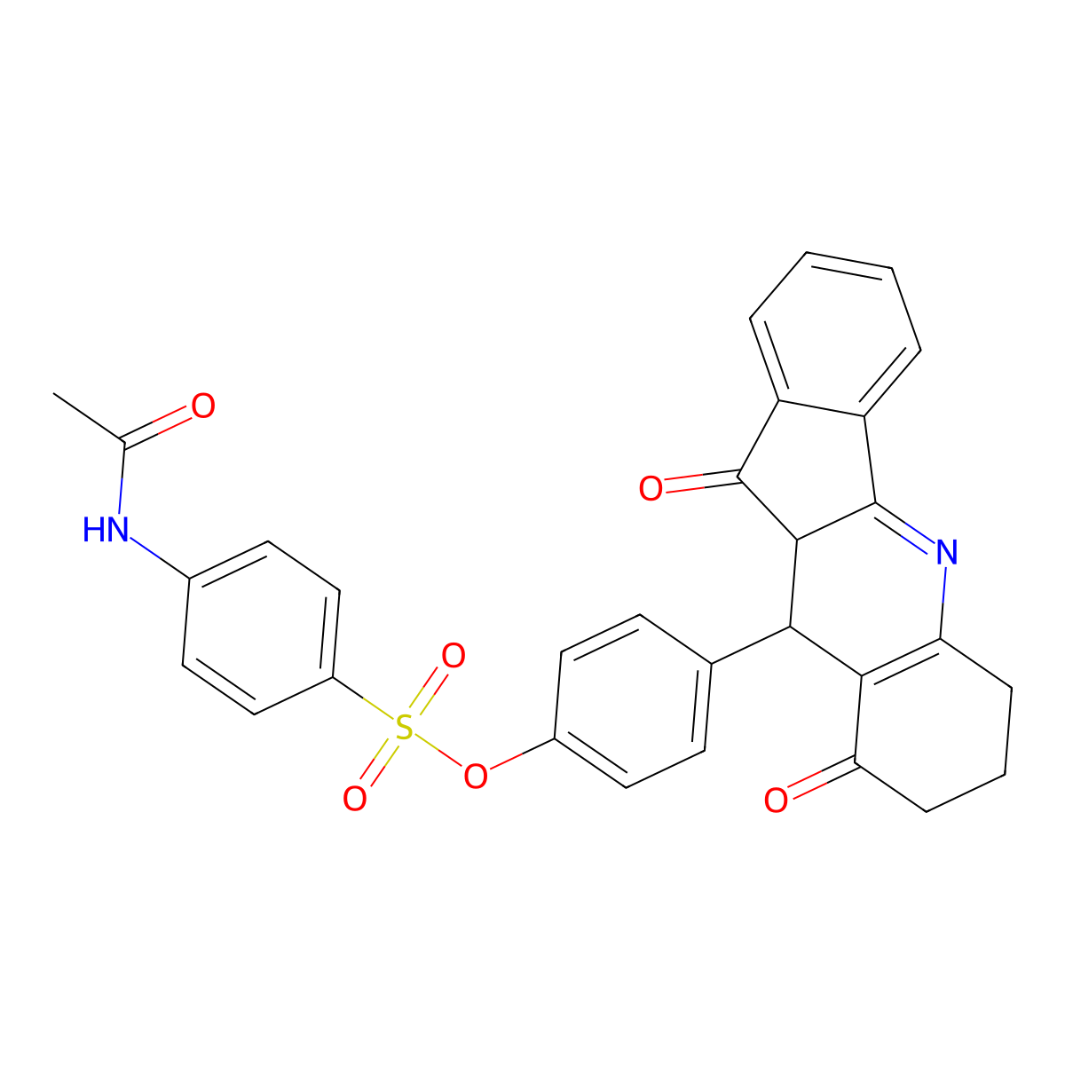 4-(9,11-dioxo-7,8,9,10,10a,11-hexahydro-6H-indeno[1,2-b]quinolin-10-yl)phenyl 4-(acetylamino)benzenesulfonate molecular structure, CAS 351190-09-5
