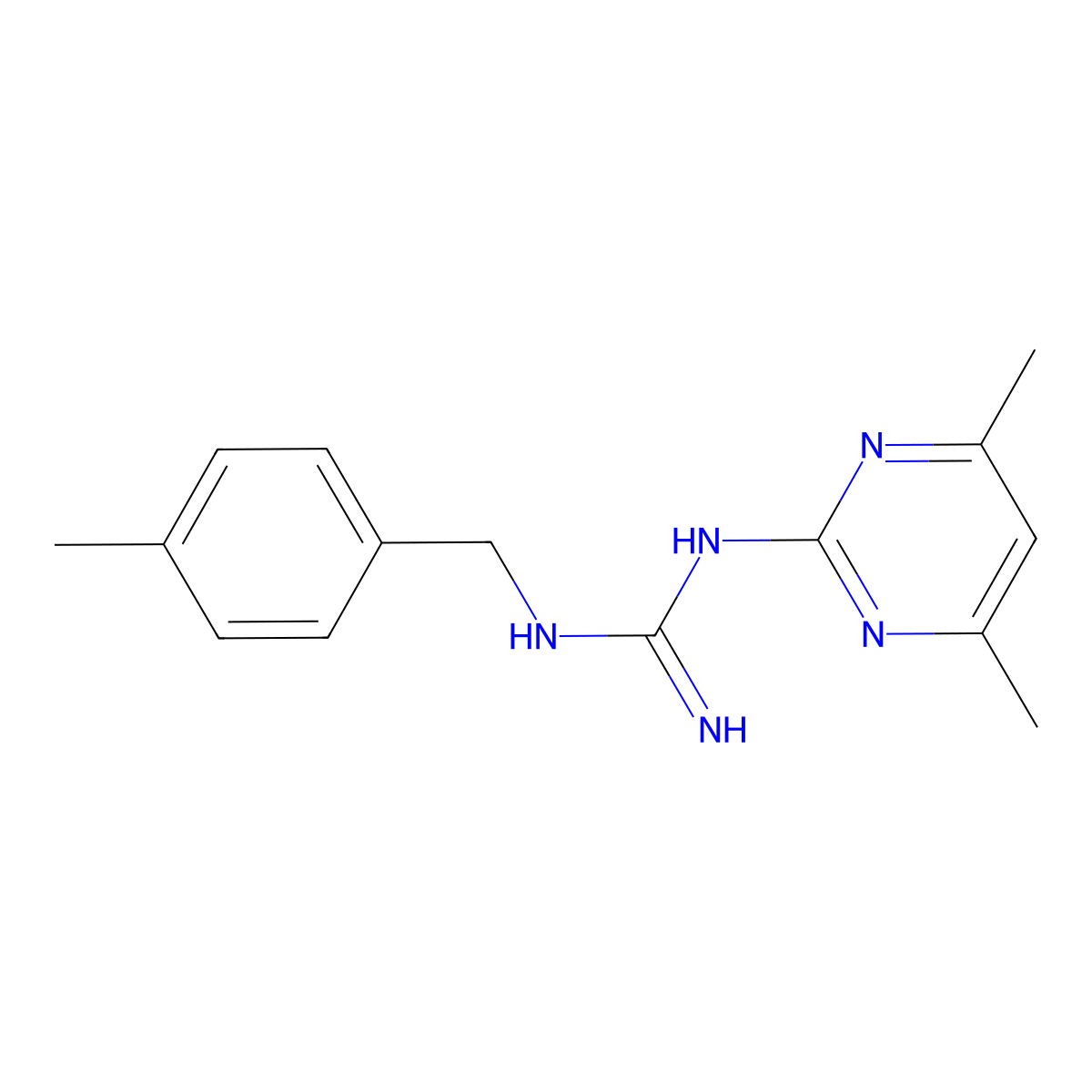 1-(4,6-Dimethyl-2-pyrimidinyl)-2-[(4-methylphenyl)methyl]guanidine molecular structure, CAS 351190-48-2