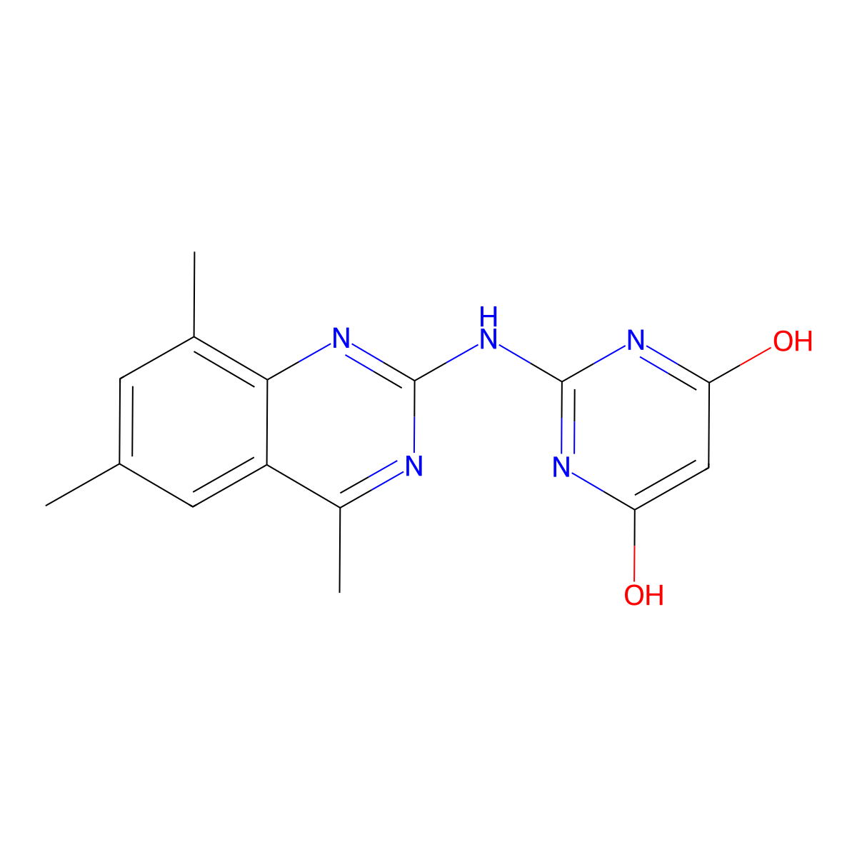 2-[(4,6,8-Trimethylquinazolin-2-yl)amino]pyrimidine-4,6-diol molecular structure, CAS 351190-92-6