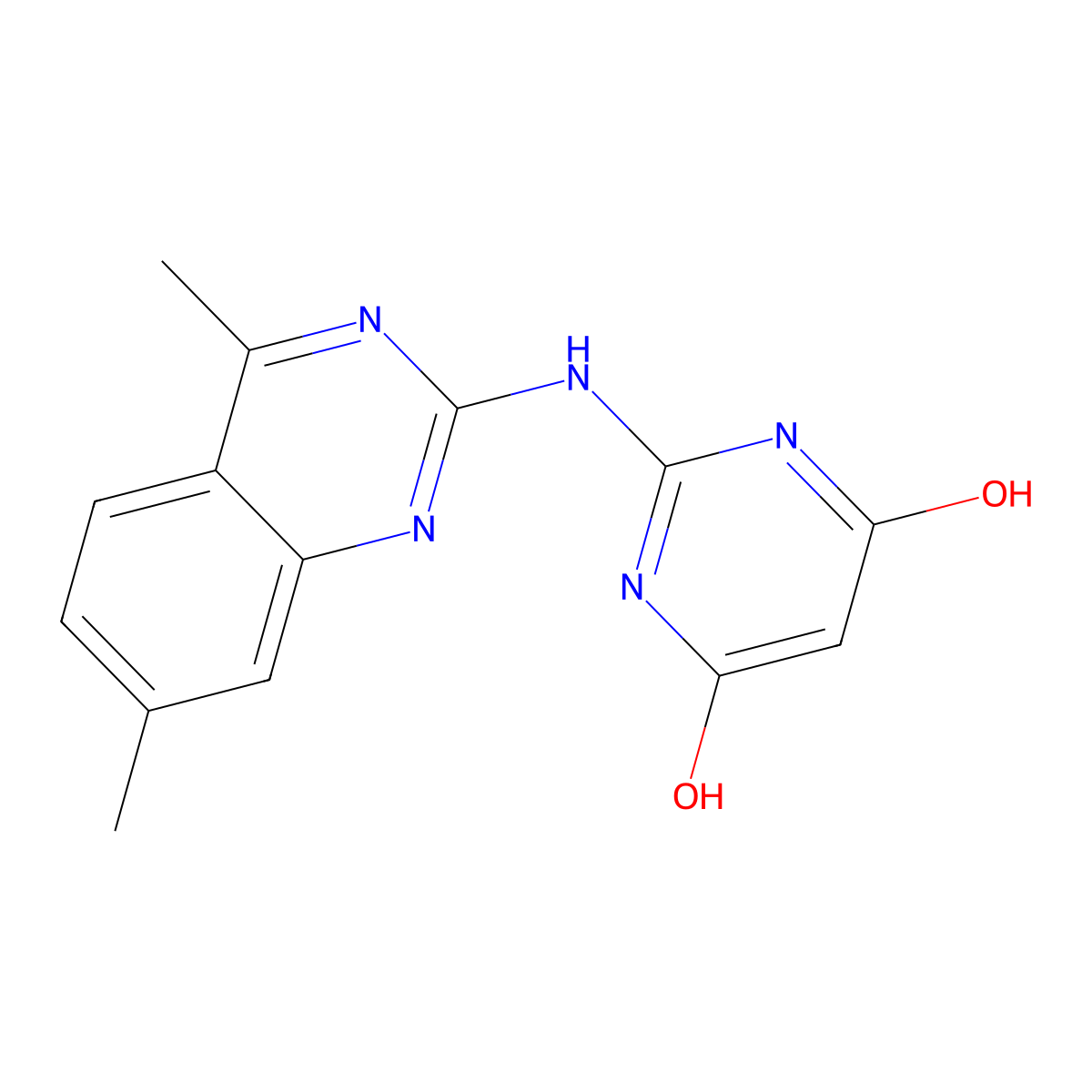 2-[(4,7-Dimethylquinazolin-2-yl)amino]pyrimidine-4,6-diol molecular structure, CAS 351190-98-2