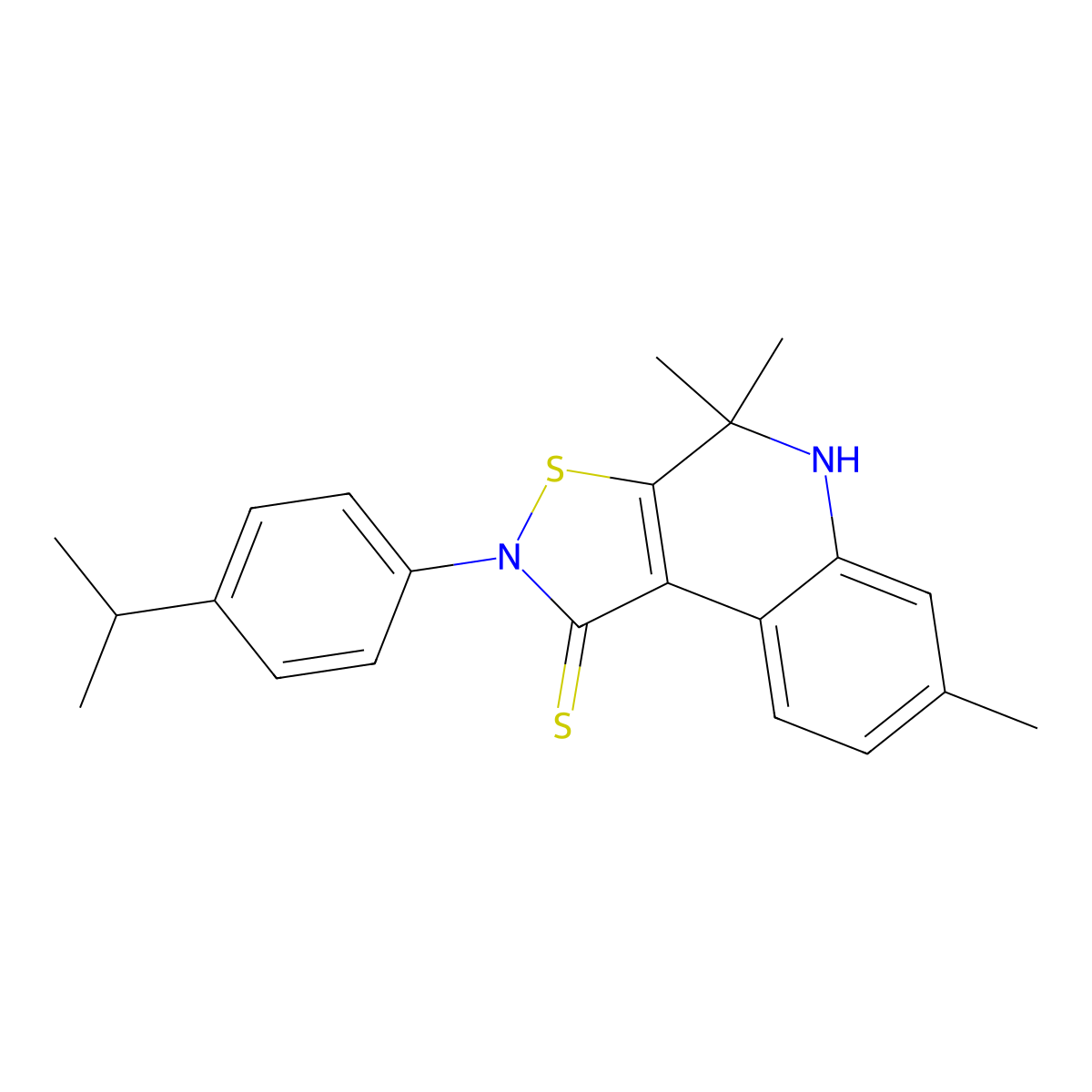 2-(4-isopropylphenyl)-4,4,7-trimethyl-4,5-dihydroisothiazolo[5,4-c]quinoline-1(2H)-thione molecular structure, CAS 351191-16-7