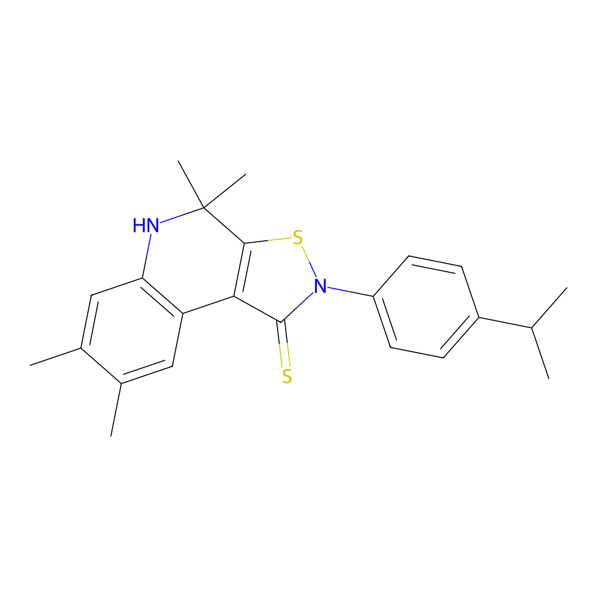 2-(4-isopropylphenyl)-4,4,7,8-tetramethyl-4,5-dihydroisothiazolo[5,4-c]quinoline-1(2H)-thione molecular structure, CAS 351191-18-9