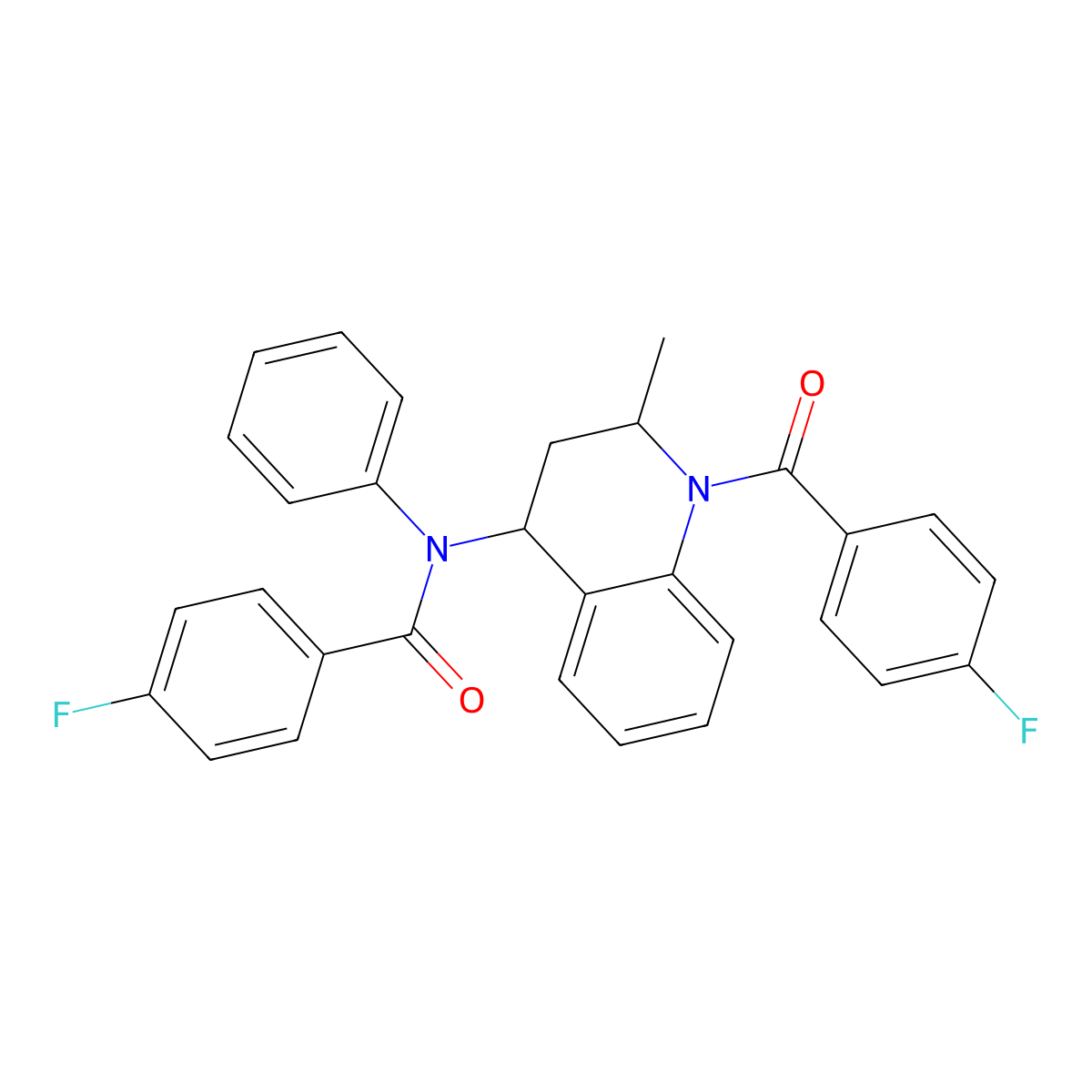 4-fluoro-N-{1-[(4-fluorophenyl)carbonyl]-2-methyl-1,2,3,4-tetrahydroquinolin-4-yl}-N-phenylbenzamide molecular structure, CAS 351191-40-7