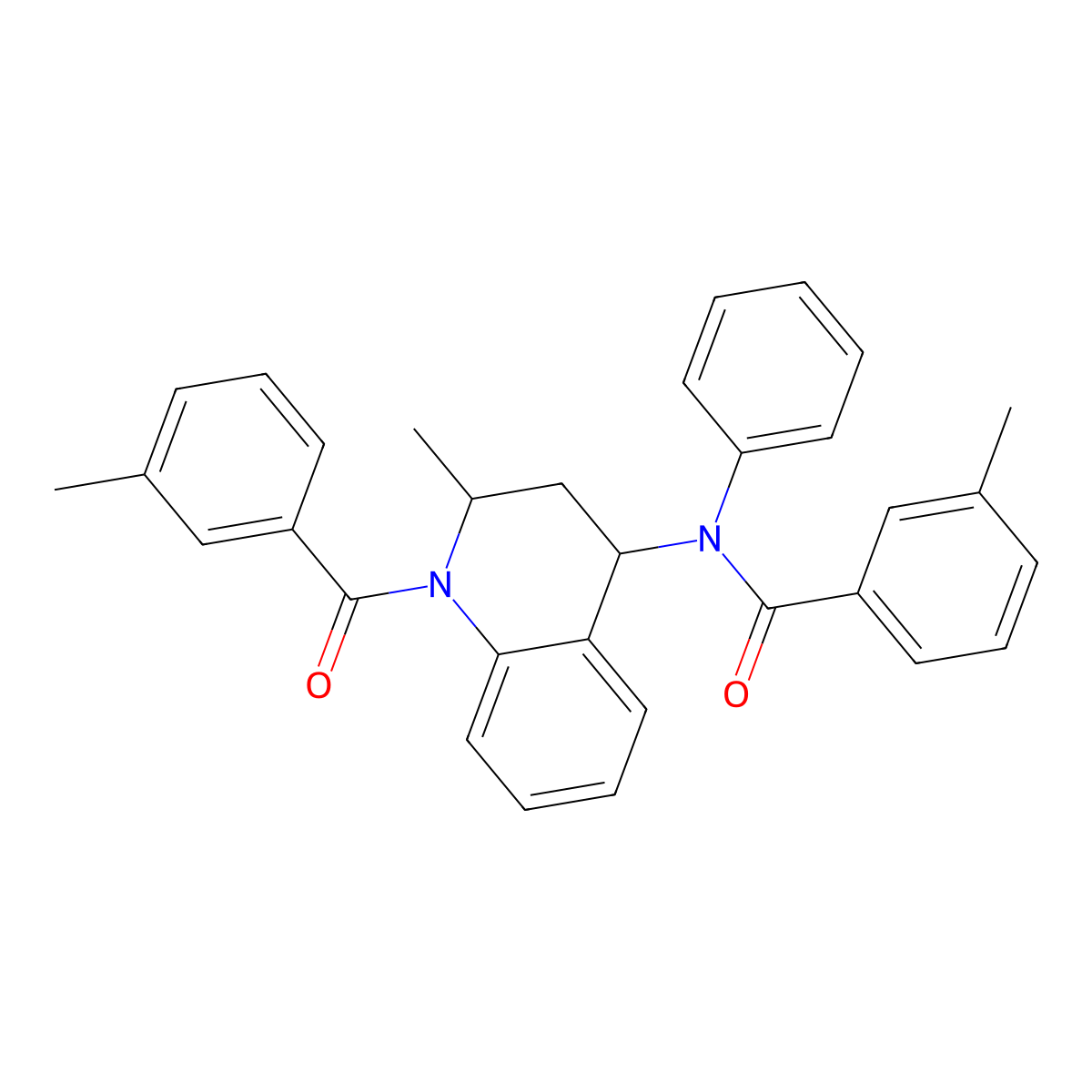 3-methyl-N-{2-methyl-1-[(3-methylphenyl)carbonyl]-1,2,3,4-tetrahydroquinolin-4-yl}-N-phenylbenzamide molecular structure, CAS 351191-43-0
