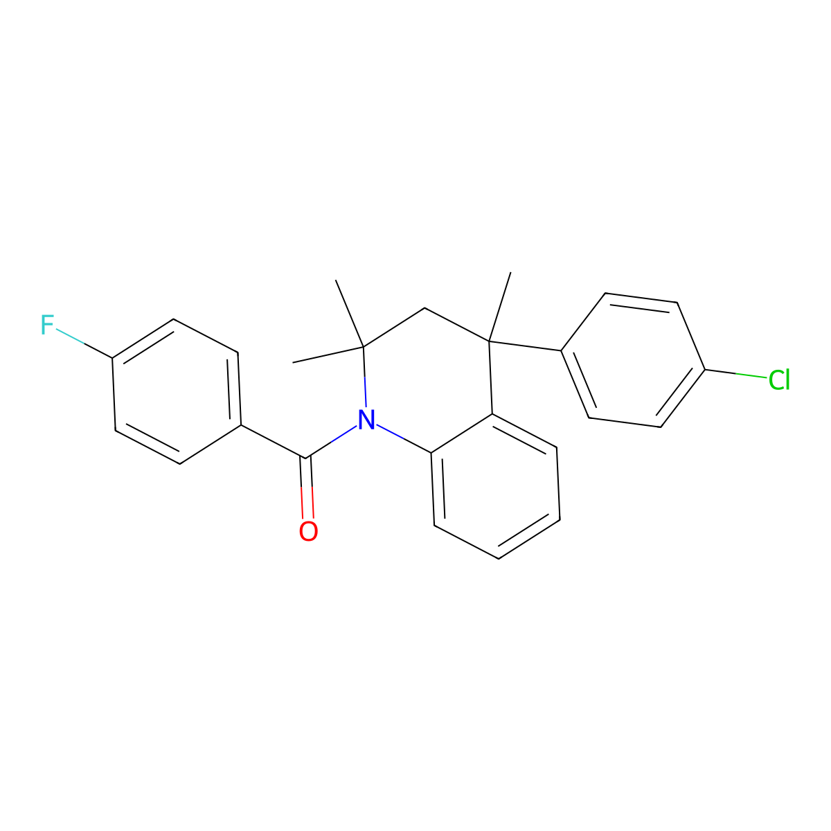 4-(4-Chlorophenyl)-1-(4-fluorobenzoyl)-2,2,4-trimethyl-1,2,3,4-tetrahydroquinoline molecular structure, CAS 351191-54-3