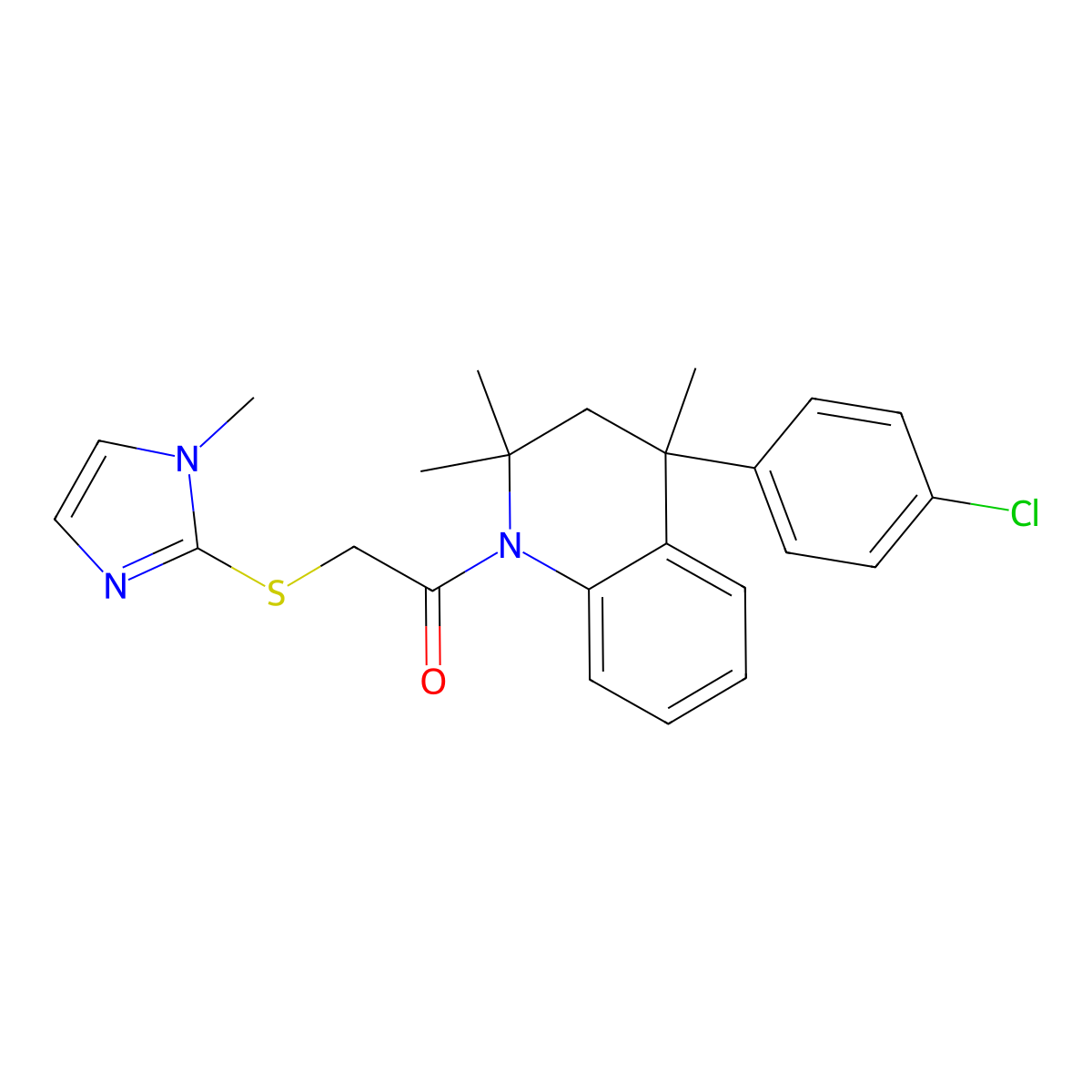 1-[4-(4-chlorophenyl)-2,2,4-trimethyl-3,4-dihydroquinolin-1(2H)-yl]-2-[(1-methyl-1H-imidazol-2-yl)sulfanyl]ethanone molecular structure, CAS 351191-80-5