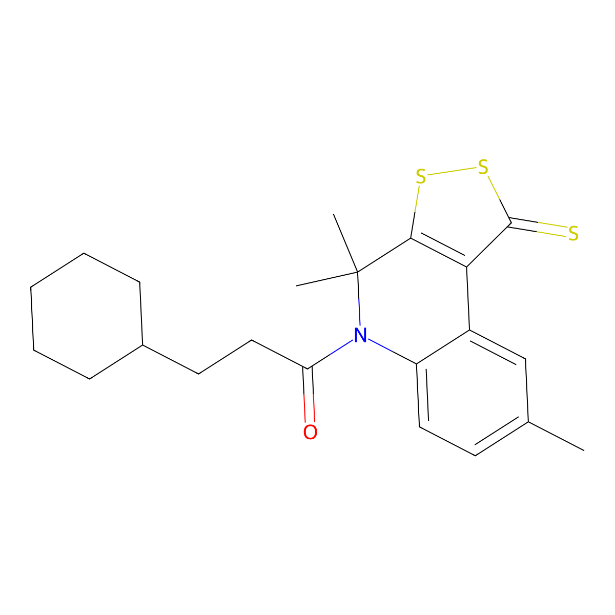 5-(3-cyclohexylpropanoyl)-4,4,8-trimethyl-4,5-dihydro-1H-[1,2]dithiolo[3,4-c]quinoline-1-thione molecular structure, CAS 351191-95-2