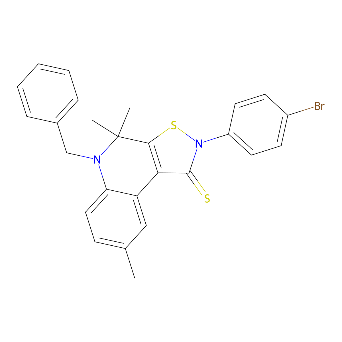 5-Benzyl-2-(4-bromophenyl)-4,4,8-trimethyl-[1,2]thiazolo[5,4-c]quinoline-1-thione molecular structure, CAS 351192-41-1