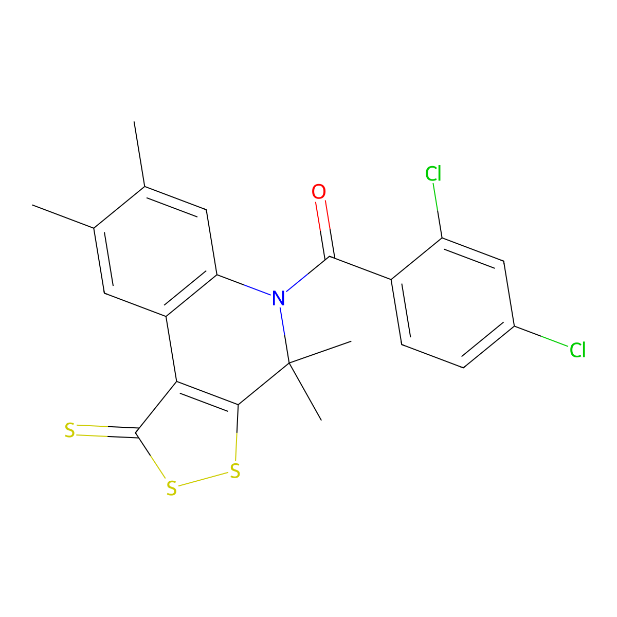 5-(2,4-dichlorobenzoyl)-4,4,7,8-tetramethyl-4,5-dihydro-1H-[1,2]dithiolo[3,4-c]quinoline-1-thione molecular structure, CAS 351192-58-0