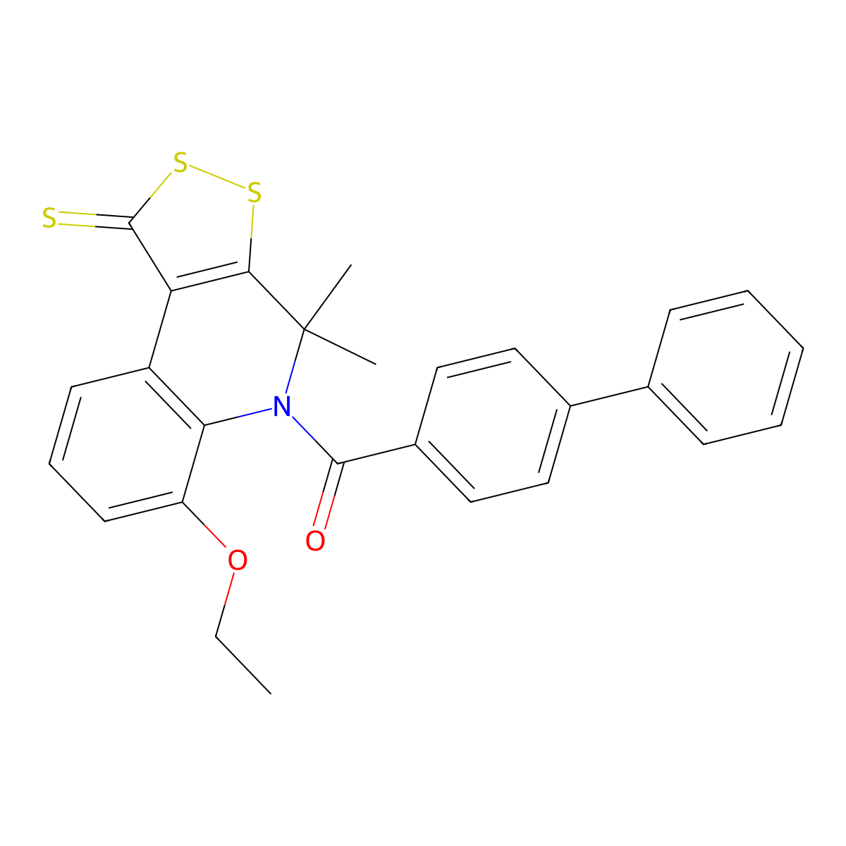 (6-Ethoxy-4,4-dimethyl-1-sulfanylidenedithiolo[3,4-c]quinolin-5-yl)-(4-phenylphenyl)methanone molecular structure, CAS 351192-61-5