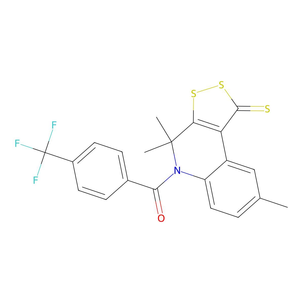 4,4,8-trimethyl-5-[4-(trifluoromethyl)benzoyl]-4,5-dihydro-1H-[1,2]dithiolo[3,4-c]quinoline-1-thione molecular structure, CAS 351192-65-9
