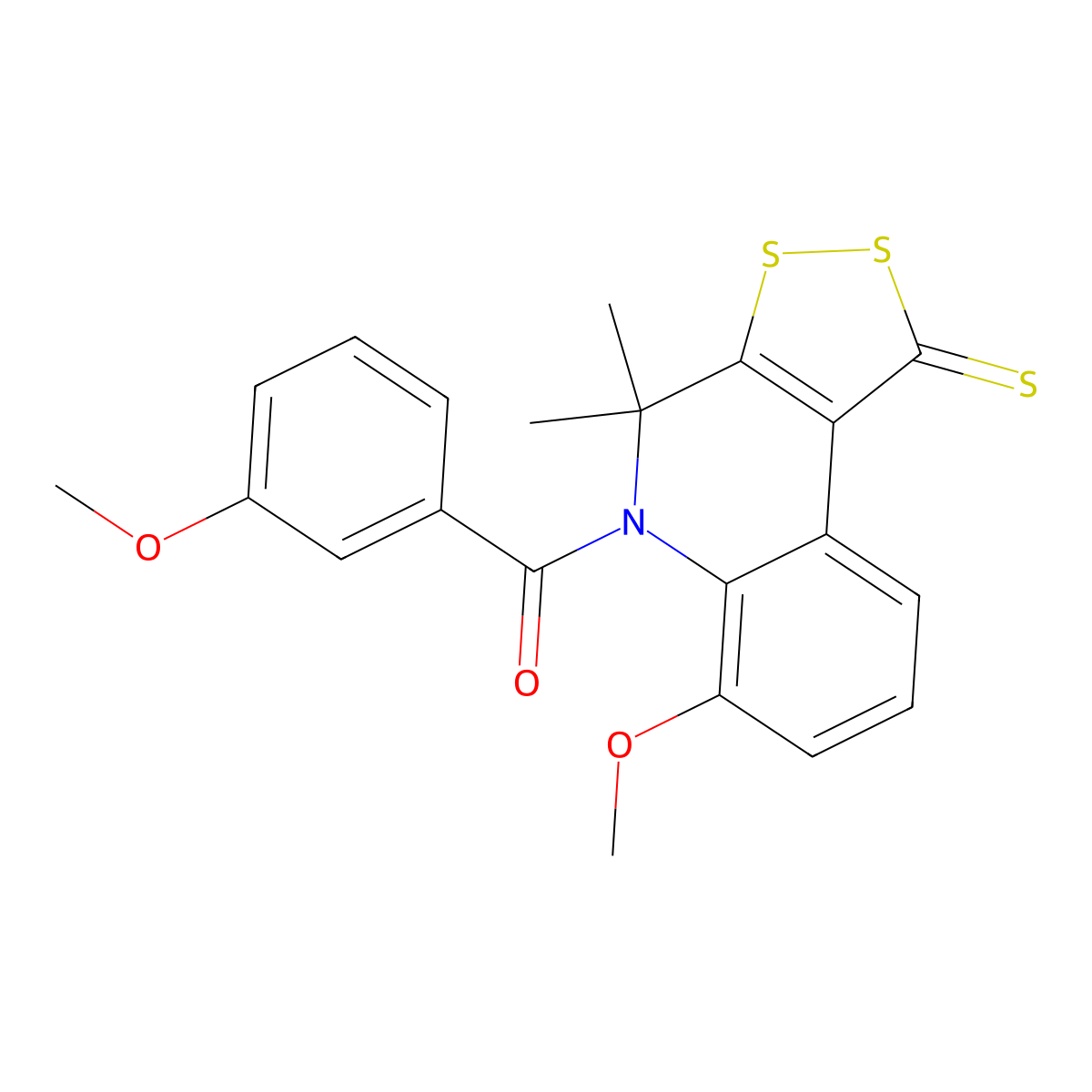 6-methoxy-5-(3-methoxybenzoyl)-4,4-dimethyl-4,5-dihydro-1H-[1,2]dithiolo[3,4-c]quinoline-1-thione molecular structure, CAS 351192-70-6