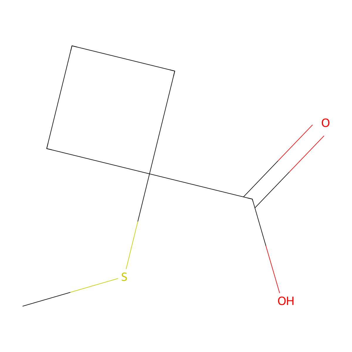 1-(Methylsulfanyl)cyclobutane-1-carboxylic acid molecular structure, CAS 35120-20-8