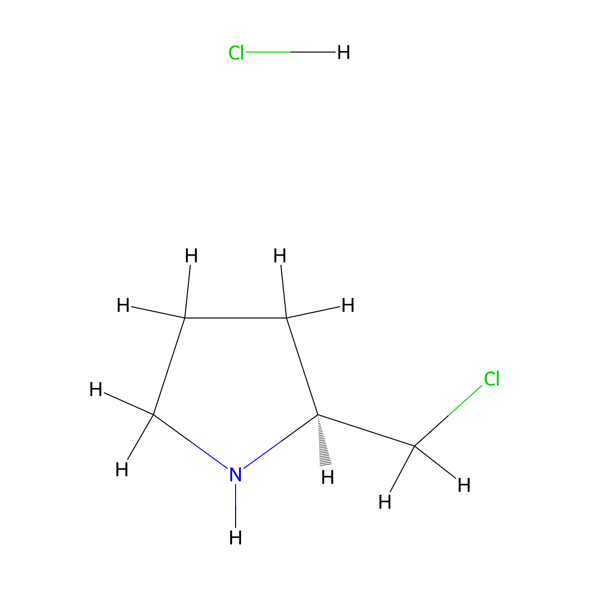 (2S)-2-(chloromethyl)pyrrolidine hydrochloride molecular structure, CAS 35120-33-3