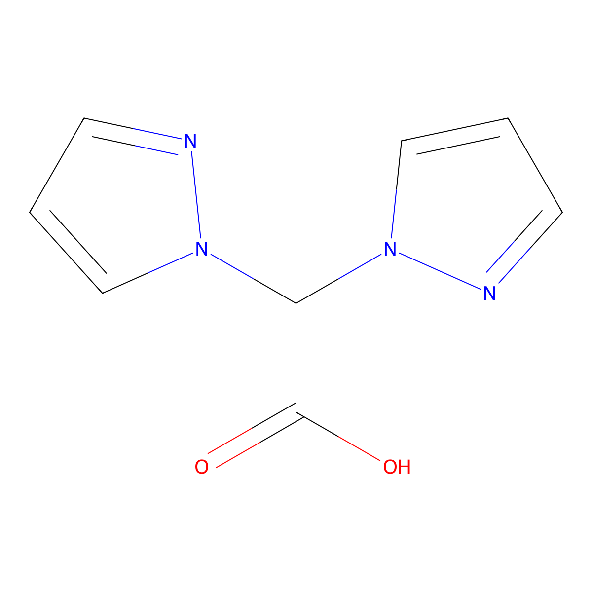 2,2-Di(1H-pyrazol-1-yl)acetic acid molecular structure, CAS 351205-27-1