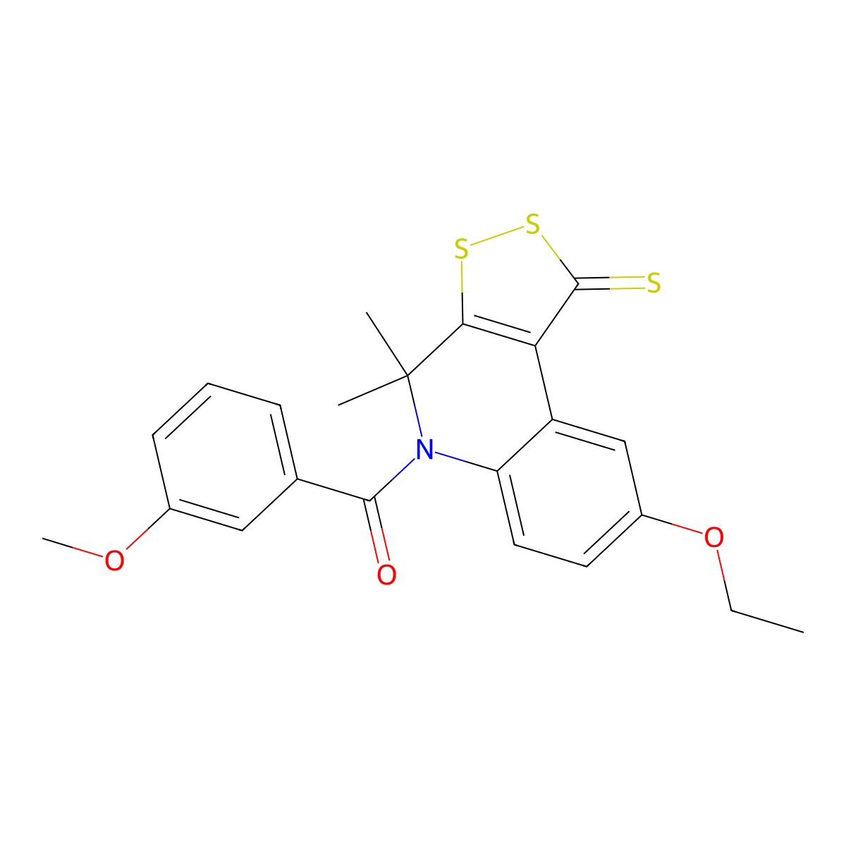 8-ethoxy-5-(3-methoxybenzoyl)-4,4-dimethyl-4,5-dihydro-1H-[1,2]dithiolo[3,4-c]quinoline-1-thione molecular structure, CAS 351223-74-0