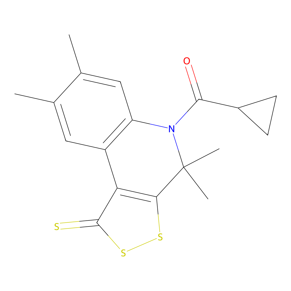 5-(cyclopropylcarbonyl)-4,4,7,8-tetramethyl-4,5-dihydro-1H-[1,2]dithiolo[3,4-c]quinoline-1-thione molecular structure, CAS 351223-79-5