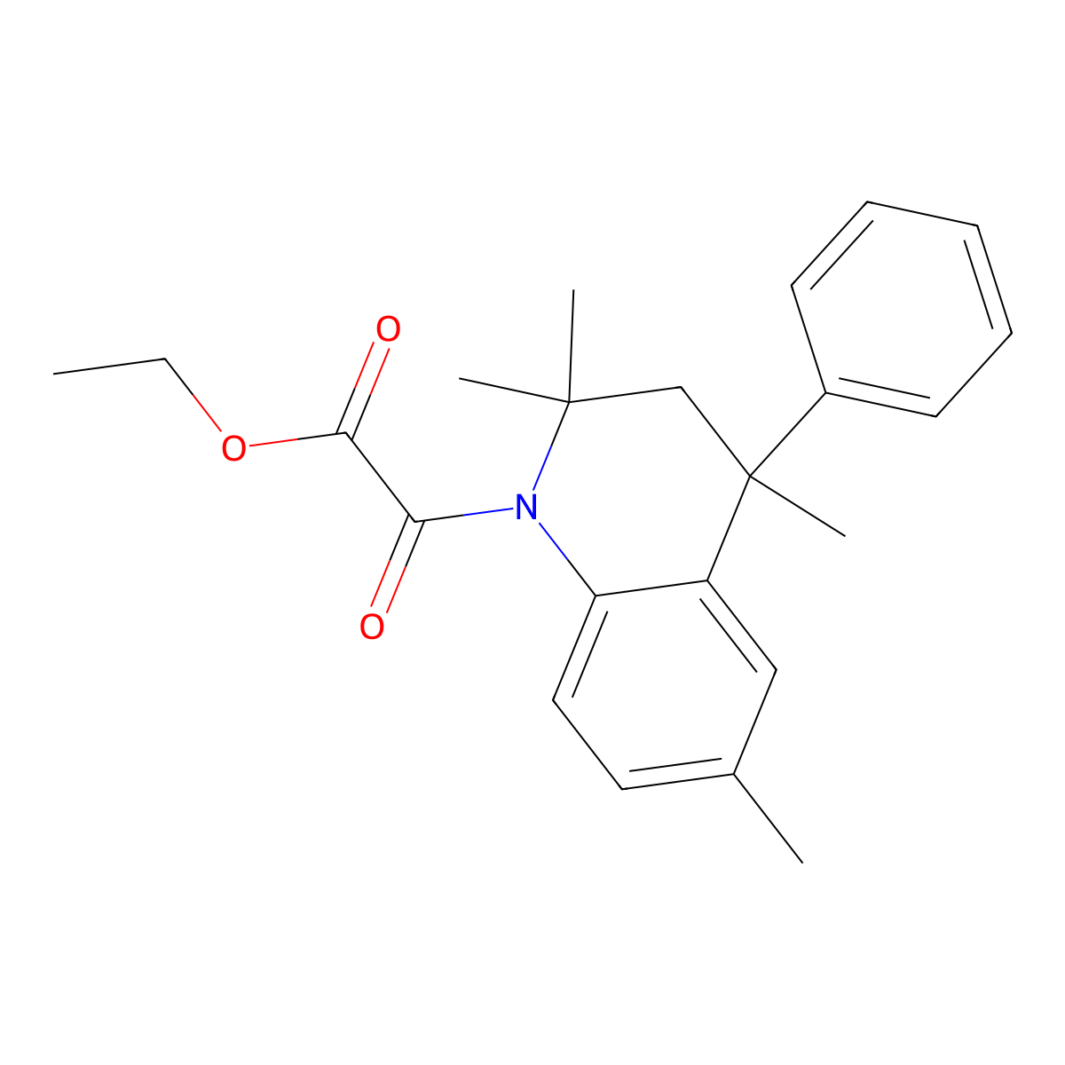 ethyl oxo(2,2,4,6-tetramethyl-4-phenyl-3,4-dihydroquinolin-1(2H)-yl)acetate molecular structure, CAS 351223-91-1