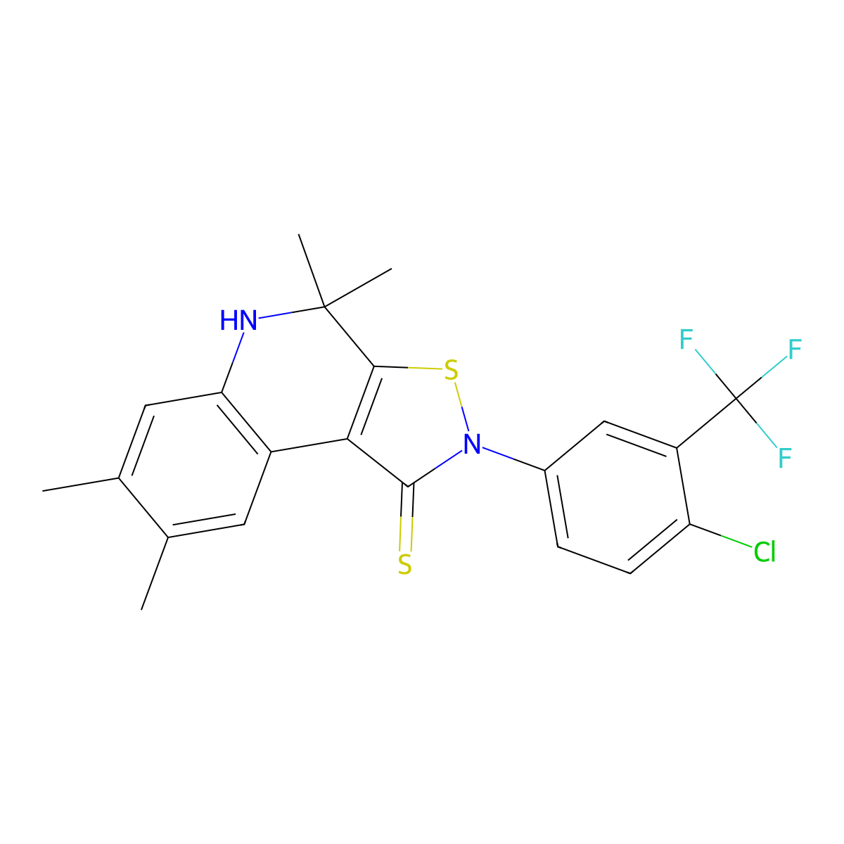 2-[4-chloro-3-(trifluoromethyl)phenyl]-4,4,7,8-tetramethyl-4,5-dihydroisothiazolo[5,4-c]quinoline-1(2H)-thione molecular structure, CAS 351224-13-0