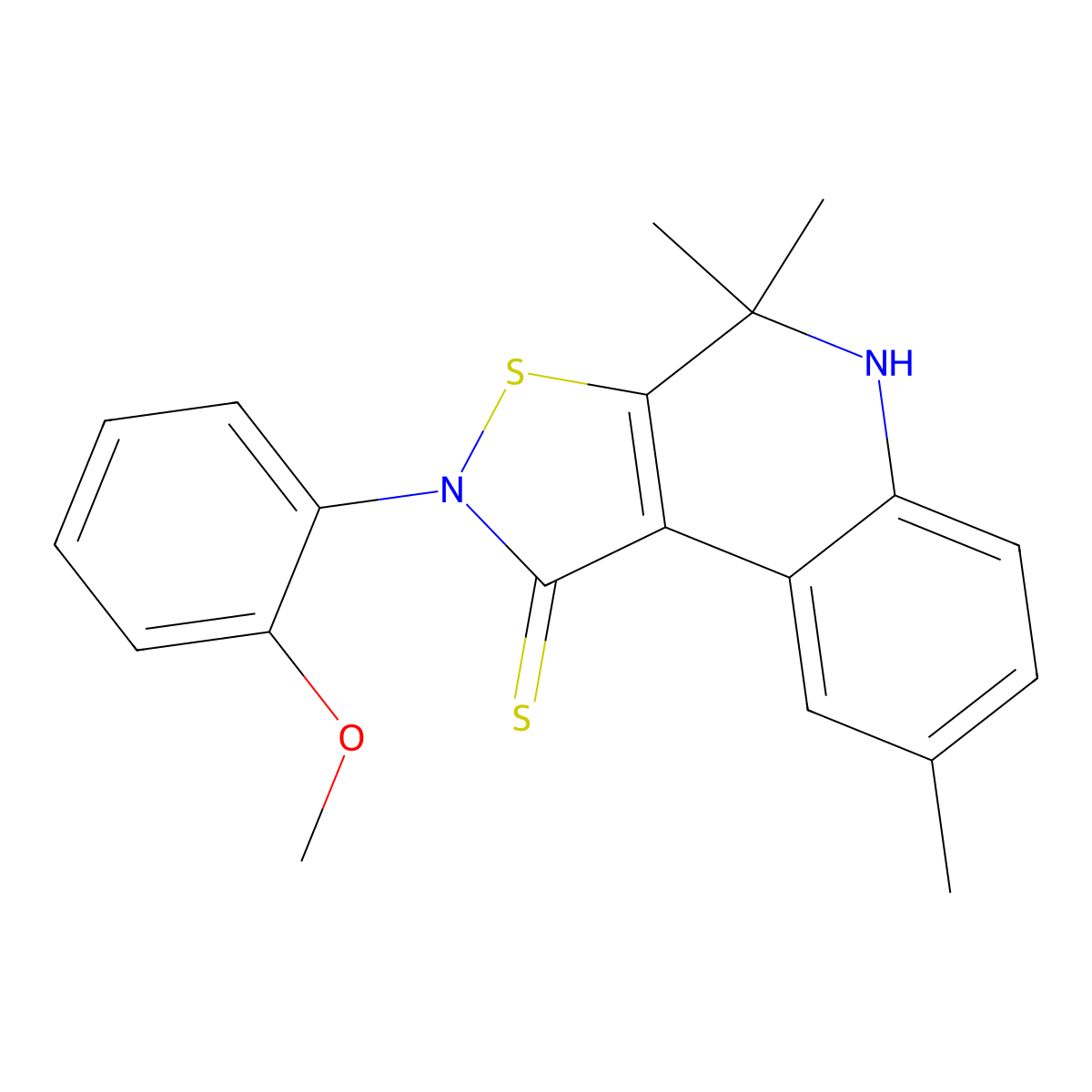 2-(2-methoxyphenyl)-4,4,8-trimethyl-5H-[1,2]thiazolo[5,4-c]quinoline-1-thione molecular structure, CAS 351224-54-9