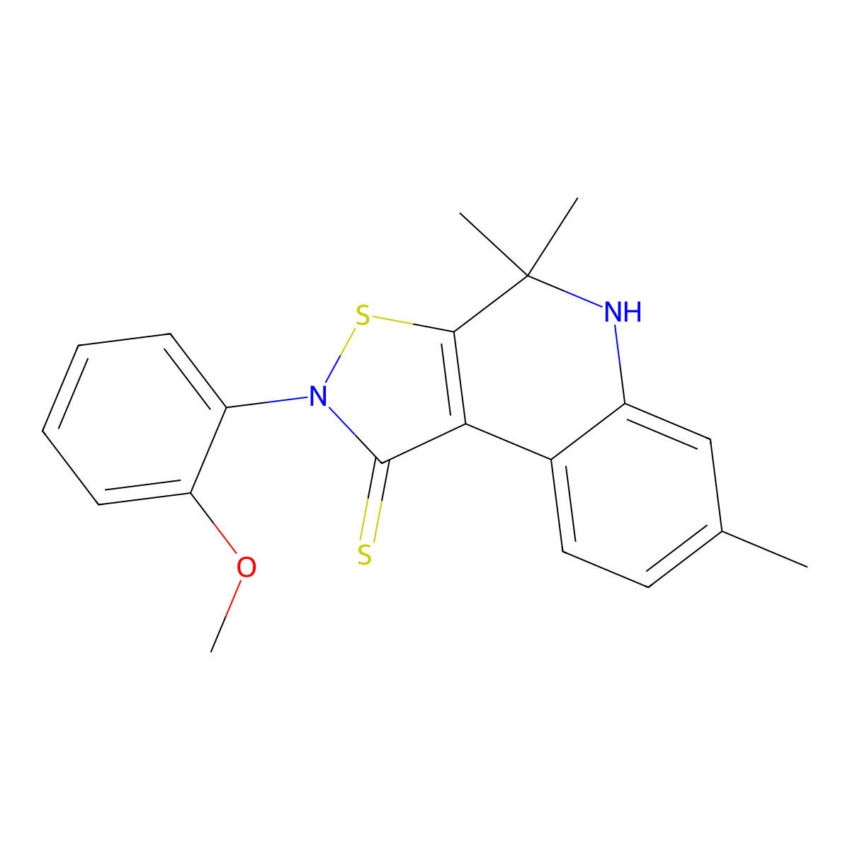 2-(2-methoxyphenyl)-4,4,7-trimethyl-4,5-dihydroisothiazolo[5,4-c]quinoline-1(2H)-thione molecular structure, CAS 351224-56-1