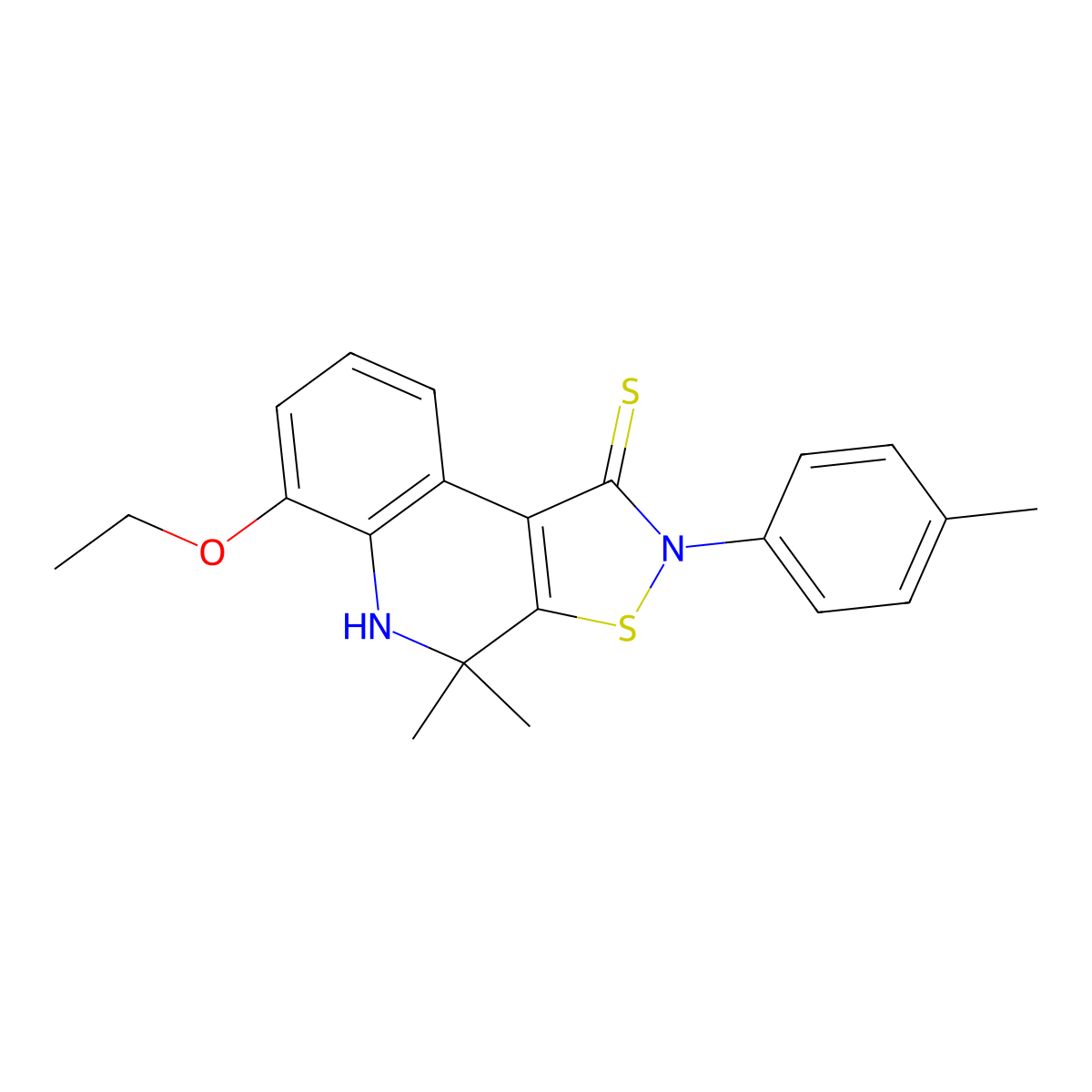 6-ethoxy-4,4-dimethyl-2-(4-methylphenyl)-5H-[1,2]thiazolo[5,4-c]quinoline-1-thione molecular structure, CAS 351224-60-7
