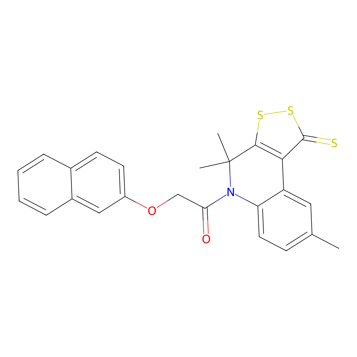 4,4,8-trimethyl-5-((2-naphthalenyloxy)acetyl)-4,5-dihydro-1H-[1,2]dithiolo[3,4-c]quinoline-1-thione molecular structure, CAS 351224-65-2