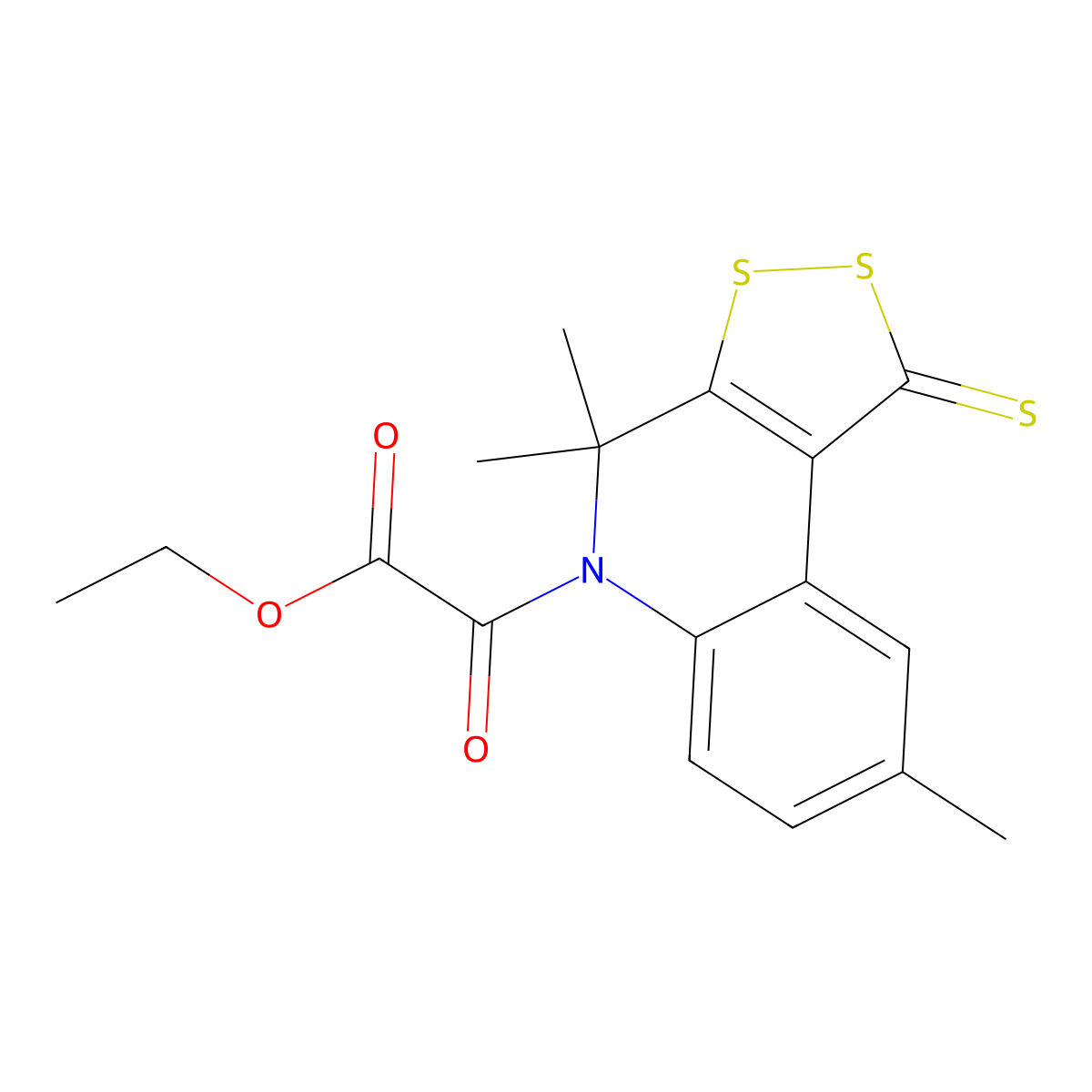ethyl oxo(4,4,8-trimethyl-1-thioxo-1,4-dihydro-5H-[1,2]dithiolo[3,4-c]quinolin-5-yl)acetate molecular structure, CAS 351224-70-9