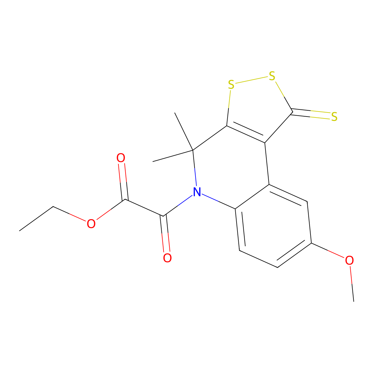 ethyl (8-methoxy-4,4-dimethyl-1-thioxo-1,4-dihydro-5H-[1,2]dithiolo[3,4-c]quinolin-5-yl)(oxo)acetate molecular structure, CAS 351224-71-0