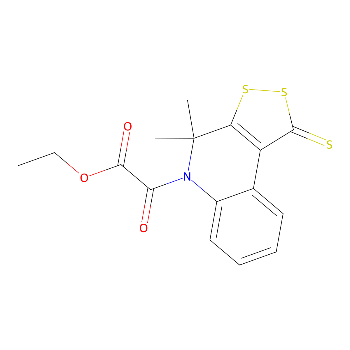 ethyl (4,4-dimethyl-1-thioxo-1,4-dihydro-5H-[1,2]dithiolo[3,4-c]quinolin-5-yl)(oxo)acetate molecular structure, CAS 351224-73-2